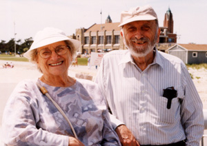 With Millie in Jones Beach, 1999